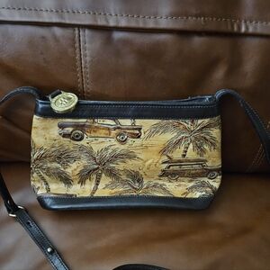 Brahmin Vintage Palm Tree Vintage Cars Print Crossbody Bag